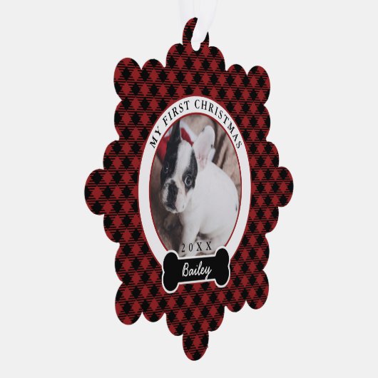 Eerste Kerstmis van de hond Ornament Kaart (Rechts)