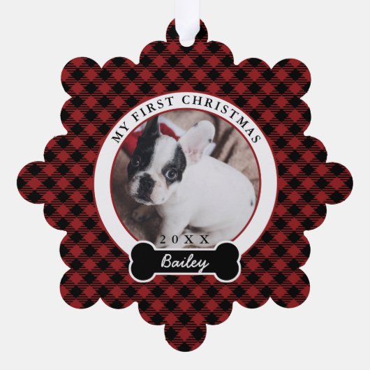 Eerste Kerstmis van de hond Ornament Kaart (Achterkant)