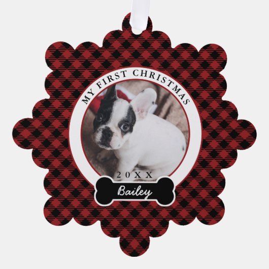 Eerste Kerstmis van de hond Ornament Kaart (Voorkant)