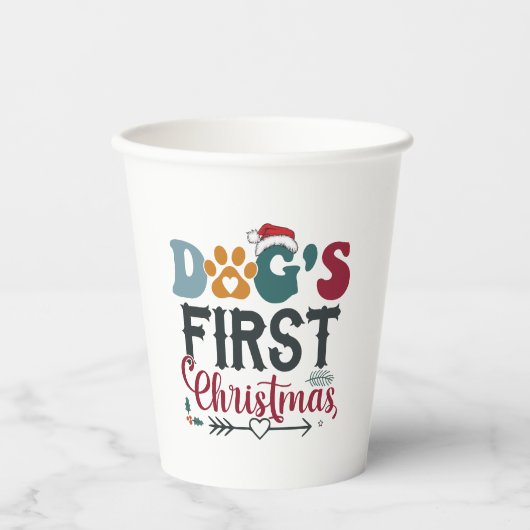 Eerste Kerstmis van de hond Papieren Bekers (Voorkant)