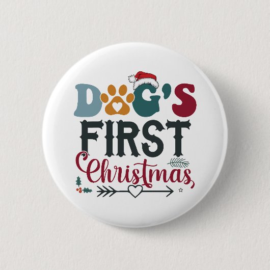 Eerste Kerstmis van de hond Ronde Button 5,7 Cm (Voorkant)