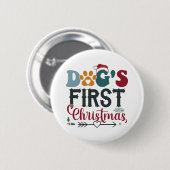 Eerste Kerstmis van de hond Ronde Button 5,7 Cm (Voorkant /achterkant)