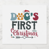 Eerste Kerstmis van de hond Sparkling Wijnetiket (Enkel label)