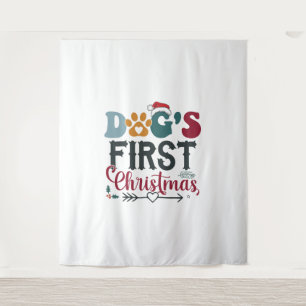 Eerste Kerstmis van de hond Wandkleed