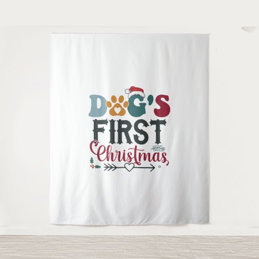 Eerste Kerstmis van de hond Wandkleed (Voorkant)