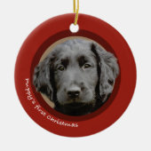 Eerste Kerstmis van de puppy (flatcoatings) Keramisch Ornament (Voorkant)