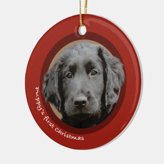 Eerste Kerstmis van de puppy (flatcoatings) Keramisch Ornament (Links)