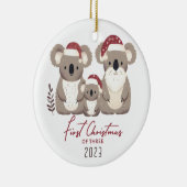 Eerste Kerstmis van Drie Koala Familie Ornament (Rechts)