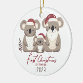 Eerste Kerstmis van Drie Koala Familie Ornament (Links)