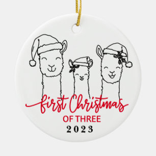 Eerste Kerstmis van Drie Llama Familie Ornament