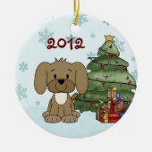 Eerste Kerstmis van een gepersonaliseerde pop-uppe Keramisch Ornament (Voorkant)