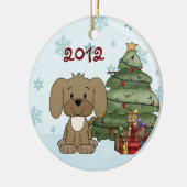 Eerste Kerstmis van een gepersonaliseerde pop-uppe Keramisch Ornament (Links)