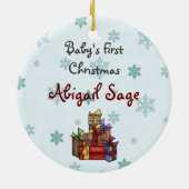 Eerste Kerstmis van een gepersonaliseerde pop-uppe Keramisch Ornament (Achterkant)