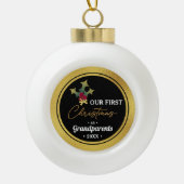 Eerste Kerstmis van grootouder met eigen merk Keramische Bal Ornament (Voorkant)