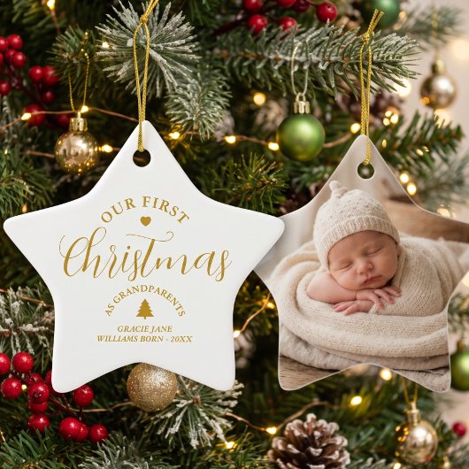 Eerste kerstmis van grootouders Aangepaste naam ke Keramisch Ornament