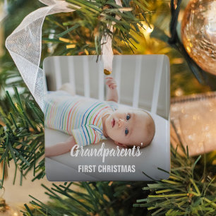 Eerste Kerstmis van Grootouders, Babyfoto op Maat Keramisch Ornament