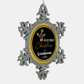 Eerste Kerstmis van grootouders Tin Sneeuwvlok Ornament (Links)