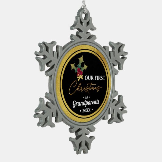 Eerste Kerstmis van grootouders Tin Sneeuwvlok Ornament (Links)
