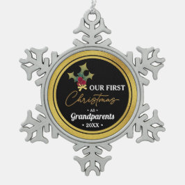 Eerste Kerstmis van grootouders Tin Sneeuwvlok Ornament