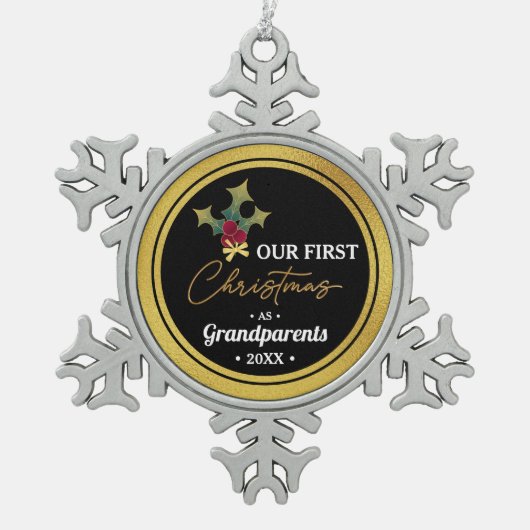 Eerste Kerstmis van grootouders Tin Sneeuwvlok Ornament (Voorkant)