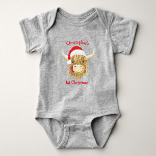 Eerste Kerstmis van Hamburg Highland Cow Romper