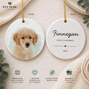 Eerste Kerstmis van huisdier Hond Kat Aandenken Fo Keramisch Ornament