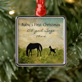 Eerste Kerstmis van Mare Foal Horse Baby Metalen Ornament