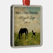 Eerste Kerstmis van Mare Foal Horse Baby Metalen Ornament (Rechts)