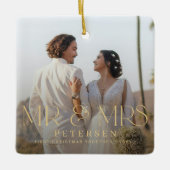 Eerste kerstmis van mijnheer en mevrouw aangepaste keramisch ornament (Voorkant)