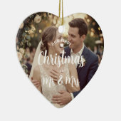 Eerste kerstmis van mijnheer en mevrouw aangepaste keramisch ornament (Rechts)