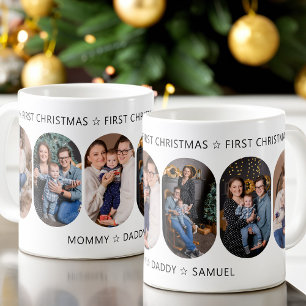 Eerste kerstmis van nieuwe baby 6 afgeronde langwe koffiemok