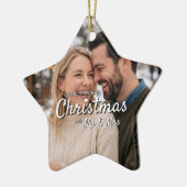Eerste kerstmis van pasgehuwden, aangepaste hartvo keramisch ornament (Links)