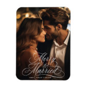 Eerste kerstmis van pasgehuwden Merry & Married-fo Magneet (Verticaal)