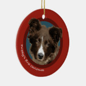 Eerste Kerstmis van Puppy (Border Collie) Keramisch Ornament (Rechts)