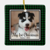 Eerste Kerstmis van Puppy Keramisch Ornament (Voorkant)