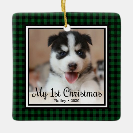 Eerste Kerstmis van Puppy Keramisch Ornament (Voorkant)