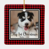 Eerste Kerstmis van Puppy Keramisch Ornament (Achterkant)