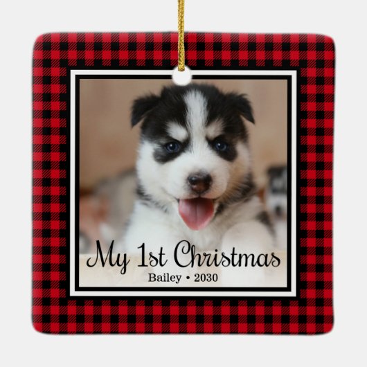 Eerste Kerstmis van Puppy Keramisch Ornament (Achterkant)