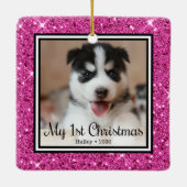 Eerste Kerstmis van Puppy Keramisch Ornament (Achterkant)