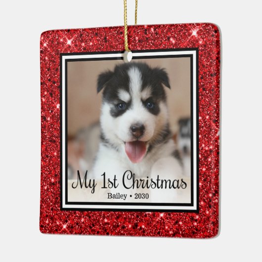 Eerste Kerstmis van Puppy Keramisch Ornament (Links)