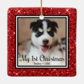 Eerste Kerstmis van Puppy Keramisch Ornament (Achterkant)
