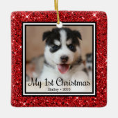 Eerste Kerstmis van Puppy Keramisch Ornament (Voorkant)