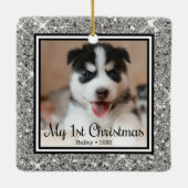 Eerste Kerstmis van Puppy Keramisch Ornament (Achterkant)