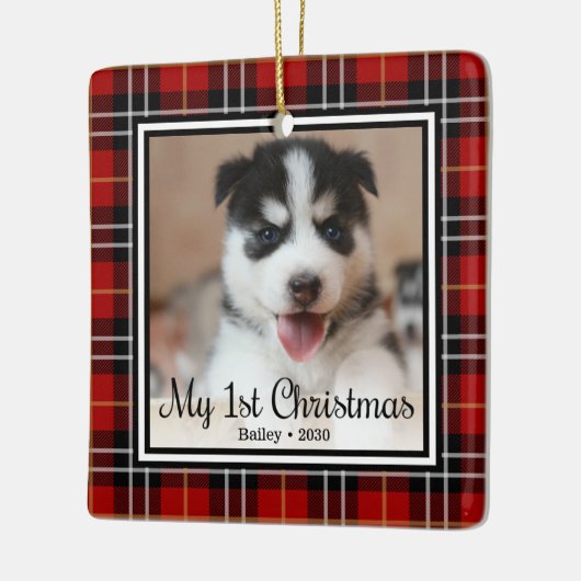 Eerste Kerstmis van Puppy Keramisch Ornament (Links)