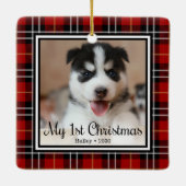 Eerste Kerstmis van Puppy Keramisch Ornament (Achterkant)