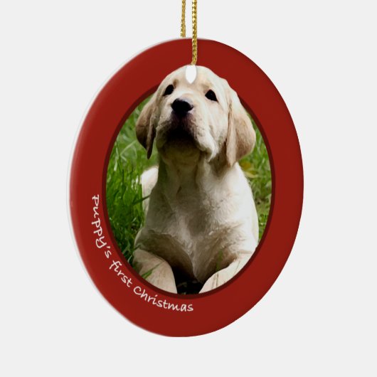 Eerste Kerstmis van Puppy (labrador Retriever) Keramisch Ornament (Rechts)