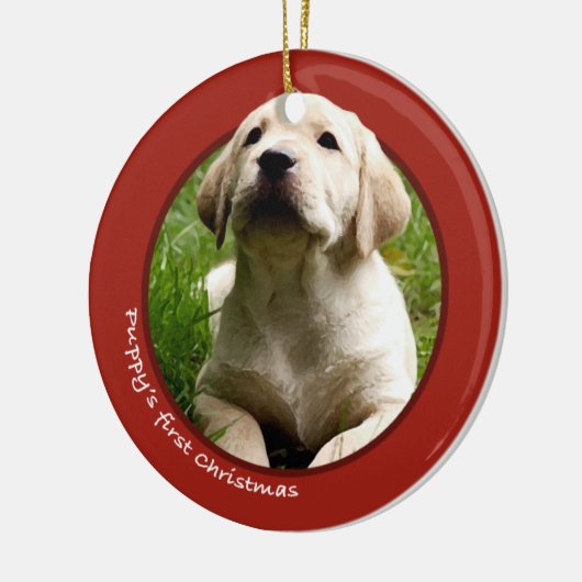 Eerste Kerstmis van Puppy (labrador Retriever) Keramisch Ornament (Links)