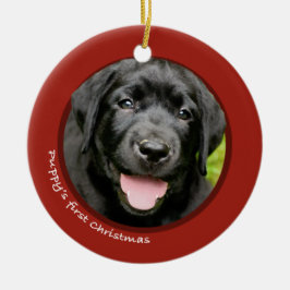Eerste Kerstmis van Puppy (labrador Retriever) Keramisch Ornament