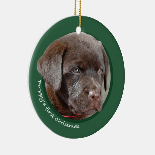 Eerste Kerstmis van Puppy (labrador Retriever) Keramisch Ornament (Rechts)