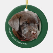 Eerste Kerstmis van Puppy (labrador Retriever) Keramisch Ornament (Voorkant)